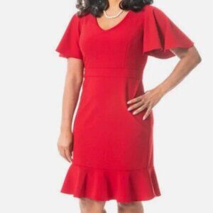 Kasper Women's Flutter Sleeve & Hem Sheath Dress Size M NWT